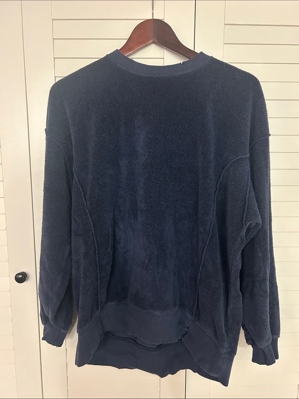 aerie Navy Plush Crewneck Sweater